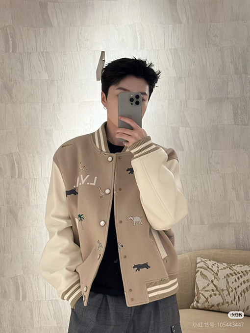 ルイヴィトン 動物の刺繍入りベースボールジャージ