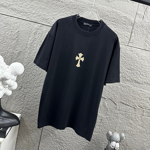 クロムハーツ 新作ヘビーデューティーなダメーヴィンテージ風パッチワーク刺繍の厚シリコン半袖Tシャツ