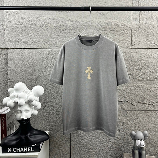 クロムハーツ 新作ヘビーデューティーなダメーヴィンテージ風パッチワーク刺繍の厚シリコン半袖Tシャツ