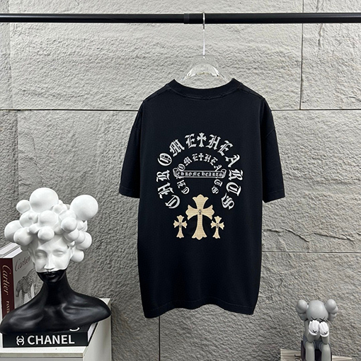 クロムハーツ 新作ヘビーデューティーなダメーヴィンテージ風パッチワーク刺繍の厚シリコン半袖Tシャツ