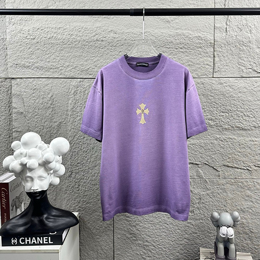 クロムハーツ 新作ヘビーデューティーなダメーヴィンテージ風パッチワーク刺繍の厚シリコン半袖Tシャツ