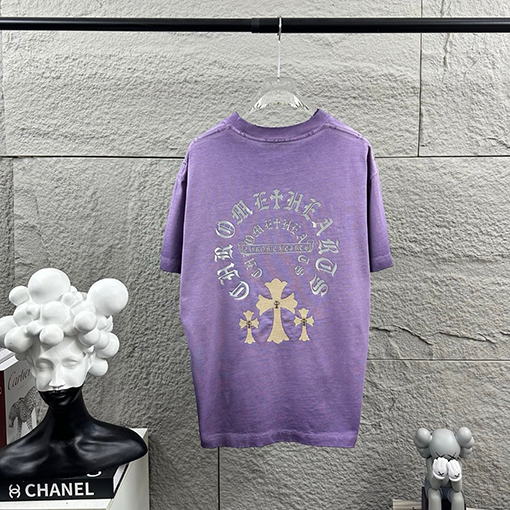 クロムハーツ 新作ヘビーデューティーなダメーヴィンテージ風パッチワーク刺繍の厚シリコン半袖Tシャツ