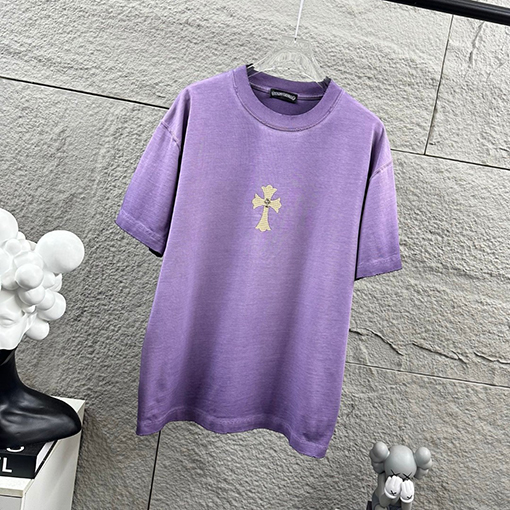 クロムハーツ 新作ヘビーデューティーなダメーヴィンテージ風パッチワーク刺繍の厚シリコン半袖Tシャツ