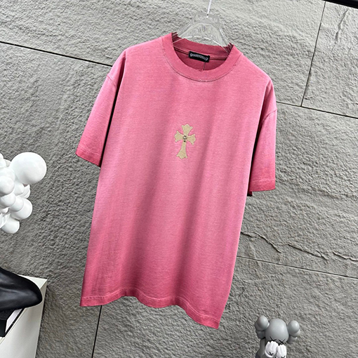 クロムハーツ 新作ヘビーデューティーなダメーヴィンテージ風パッチワーク刺繍の厚シリコン半袖Tシャツ