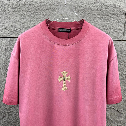 クロムハーツ 新作ヘビーデューティーなダメーヴィンテージ風パッチワーク刺繍の厚シリコン半袖Tシャツ