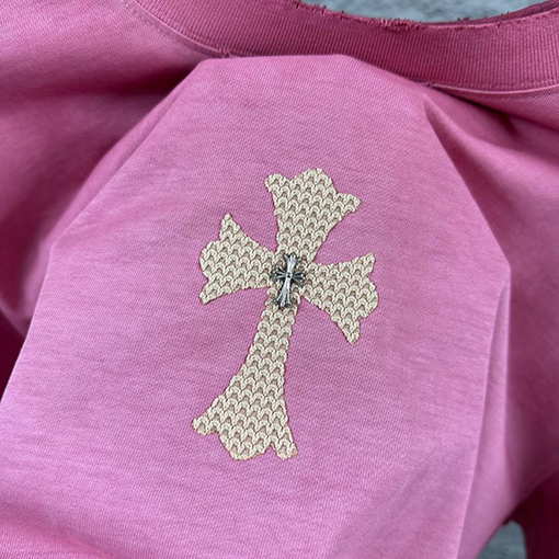 クロムハーツ 新作ヘビーデューティーなダメーヴィンテージ風パッチワーク刺繍の厚シリコン半袖Tシャツ