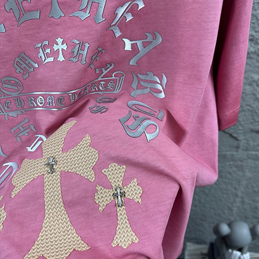 クロムハーツ 新作ヘビーデューティーなダメーヴィンテージ風パッチワーク刺繍の厚シリコン半袖Tシャツ