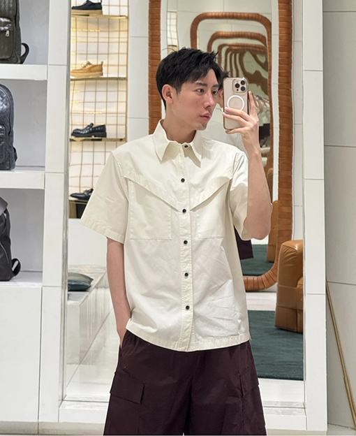 ボッテガヴェネタ ダブルポケット付き半袖シャツ