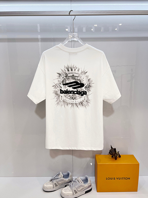 バレンシアガ BALENCIAGA 麦穂のクラシックなスケッチと刺繍ロゴの半袖Tシャツ