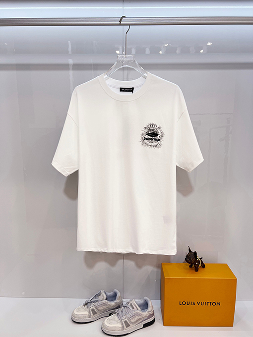 バレンシアガ BALENCIAGA 麦穂のクラシックなスケッチと刺繍ロゴの半袖Tシャツ