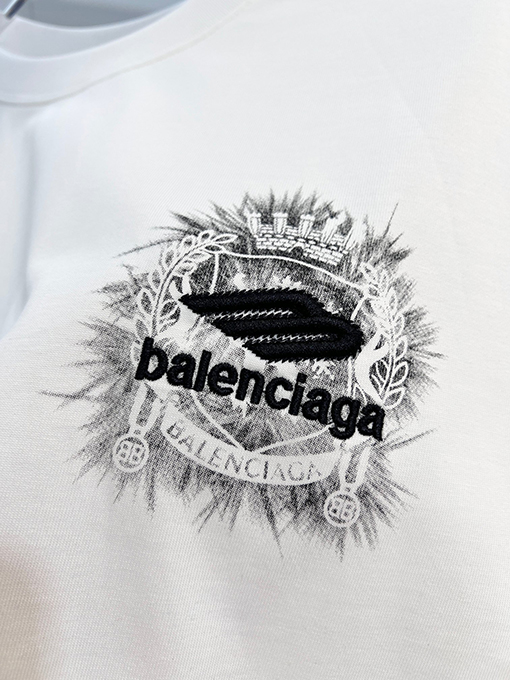 バレンシアガ BALENCIAGA 麦穂のクラシックなスケッチと刺繍ロゴの半袖Tシャツ