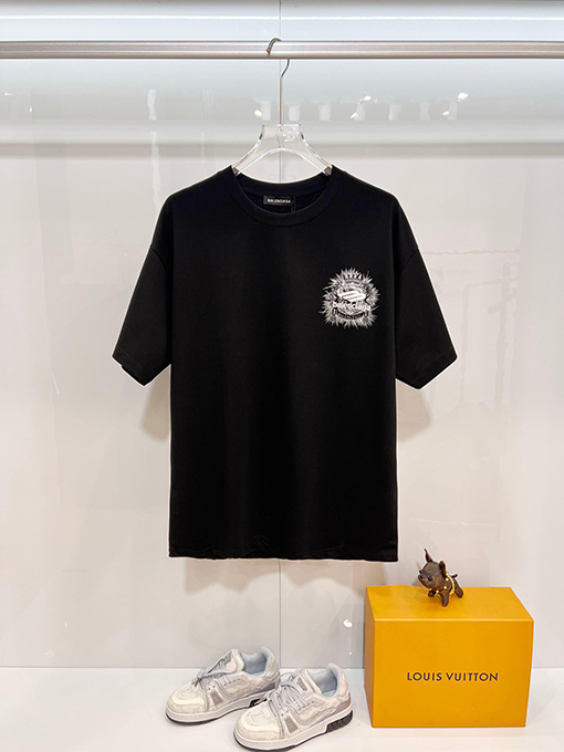 バレンシアガ BALENCIAGA 麦穂のクラシックなスケッチと刺繍ロゴの半袖Tシャツ