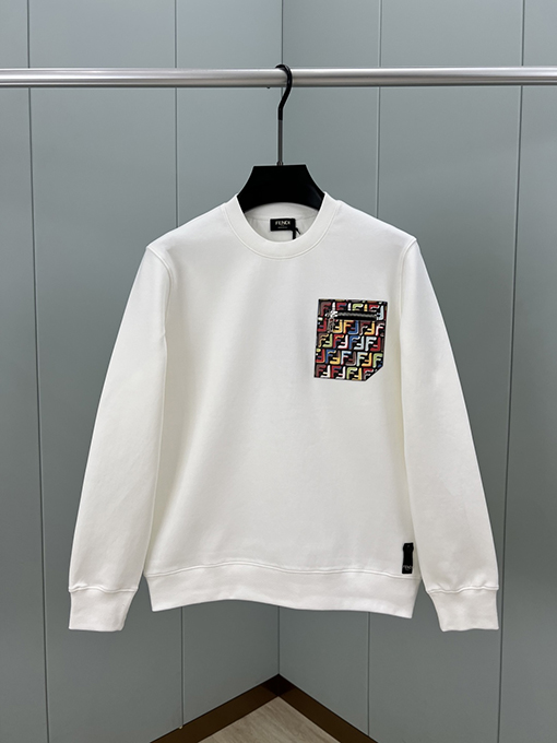 フェンディ カラフルなFFロゴ入りジッパー付きパッチポケットが胸元に付いたニットクルーネックのスウェットシャツ