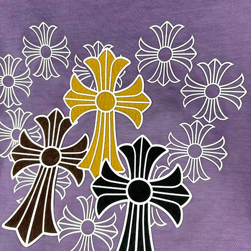 クロムハーツ 新モデルスタイルダメージとウォッシュヴィンテージ風フロッキー厚シリコン半袖Tシャツ