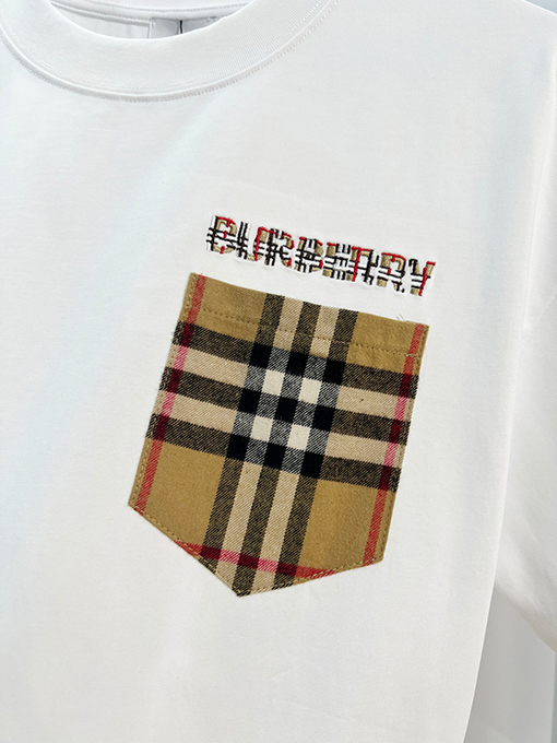 バーバリースーパーコピー BURBERRY パッチワークチェック柄のシールドにぼやけた刺繍ロゴの半袖Tシャツ