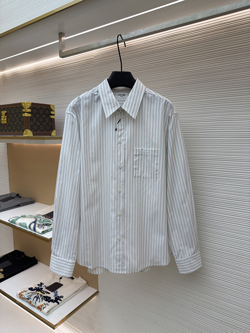 セリーヌ ポケット付きストライプシャツ