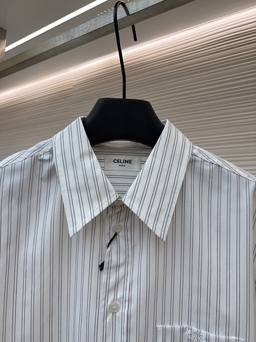 セリーヌ ポケット付きストライプシャツ