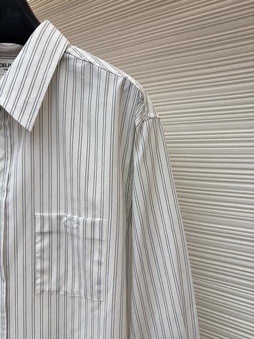 セリーヌ ポケット付きストライプシャツ