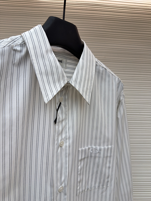 セリーヌ ポケット付きストライプシャツ