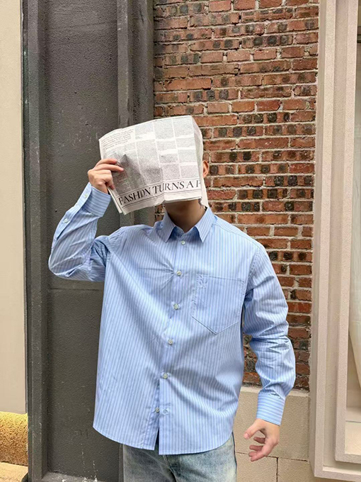 アミコピー 新モデルポケット付きストライプシャツ