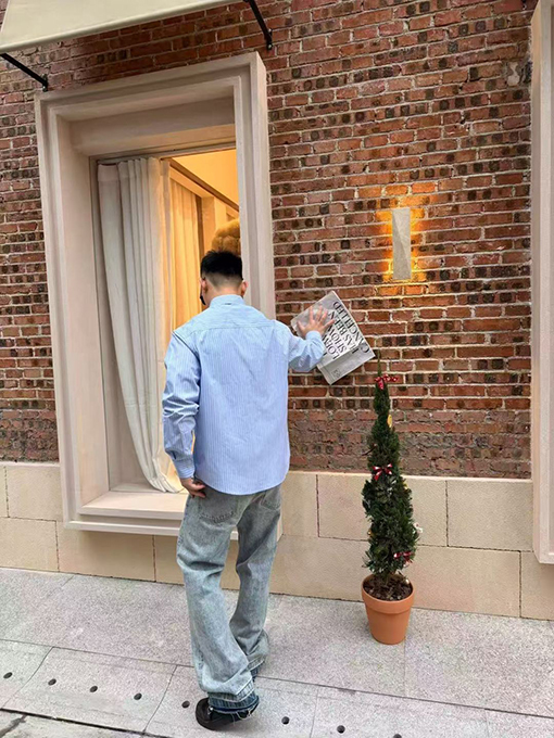 アミコピー 新モデルポケット付きストライプシャツ