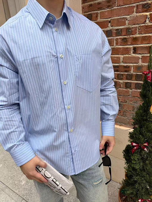 アミコピー 新モデルポケット付きストライプシャツ
