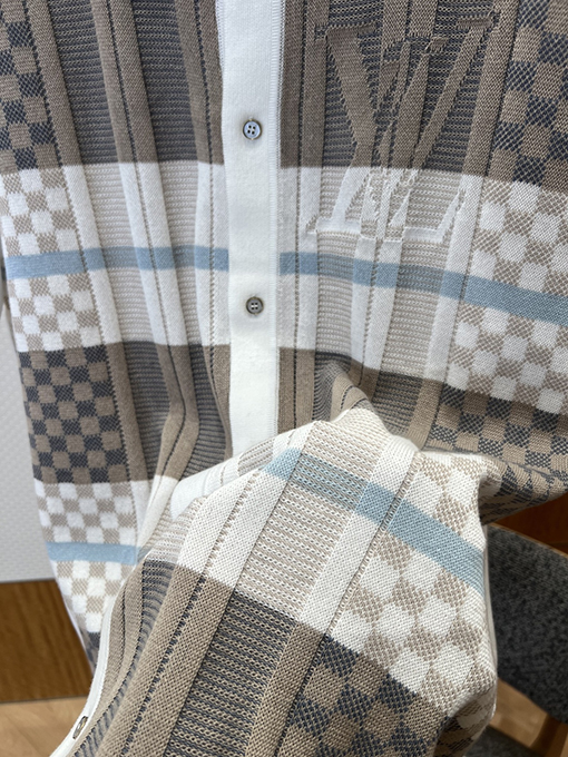 ルイヴィトン LV チェック柄ジャカードニット半袖シャツ