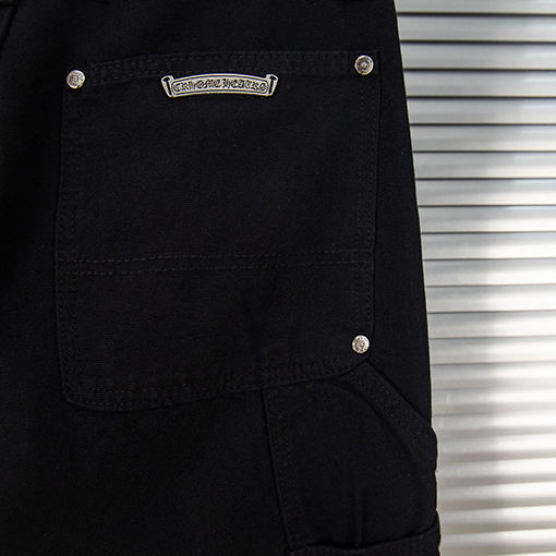 クロムハーツ 人気のロギングパッチワークレザーウォッシュデニムジーンズ