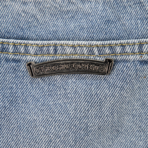 クロムハーツ 人気のクロス柄レザーウォッシュデニムジーンズ