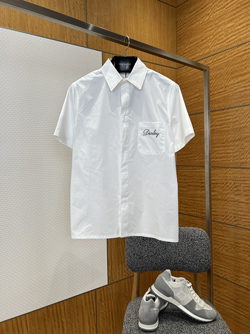 ディオール 刺繍ロゴ入り半袖襟付きシャツ