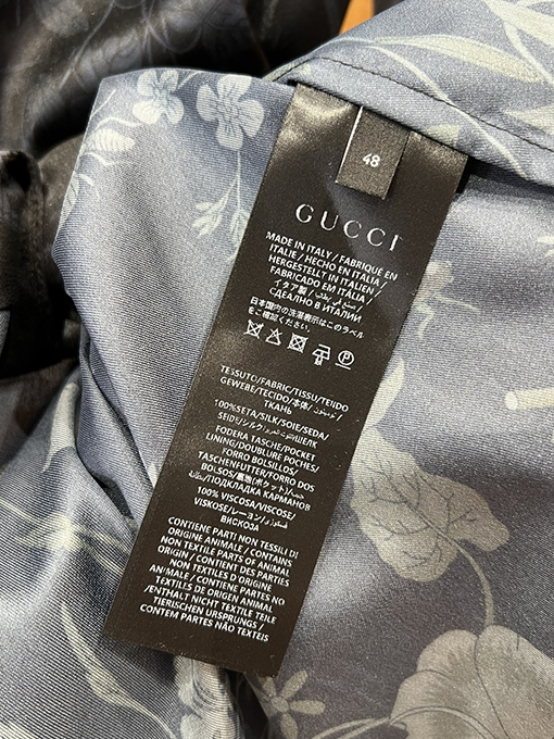 グッチ 花柄プリントの長袖襟付きシャツ