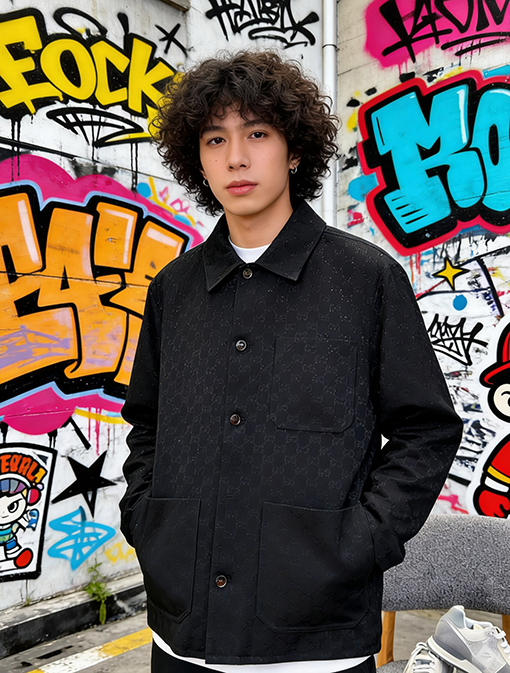 グッチ 全面にラインストーンがあしらわれた襟のデニムジャケット