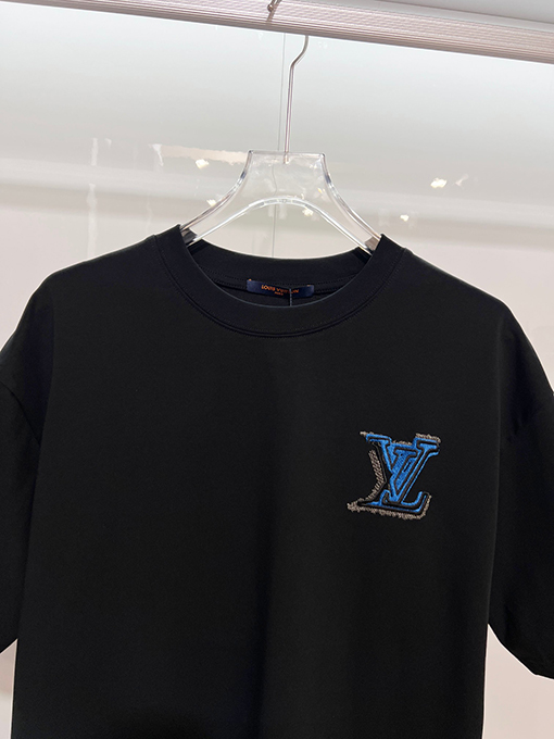 ルイヴィトン LV カラーブロックのウール刺繍入りクルーネック半袖Tシャツ