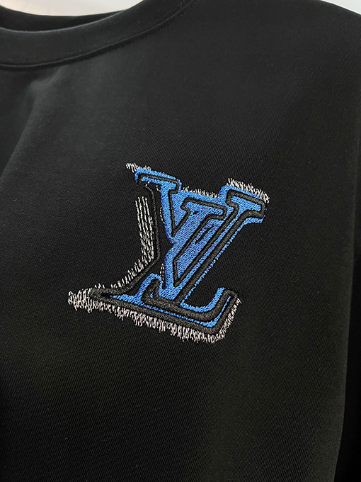 ルイヴィトン LV カラーブロックのウール刺繍入りクルーネック半袖Tシャツ