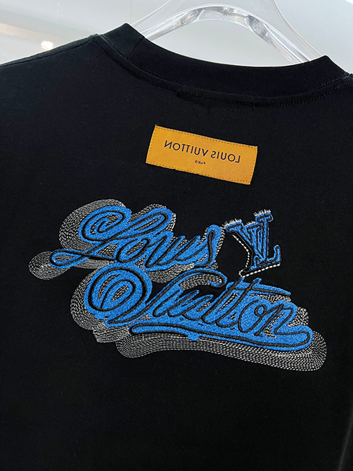 ルイヴィトン LV カラーブロックのウール刺繍入りクルーネック半袖Tシャツ