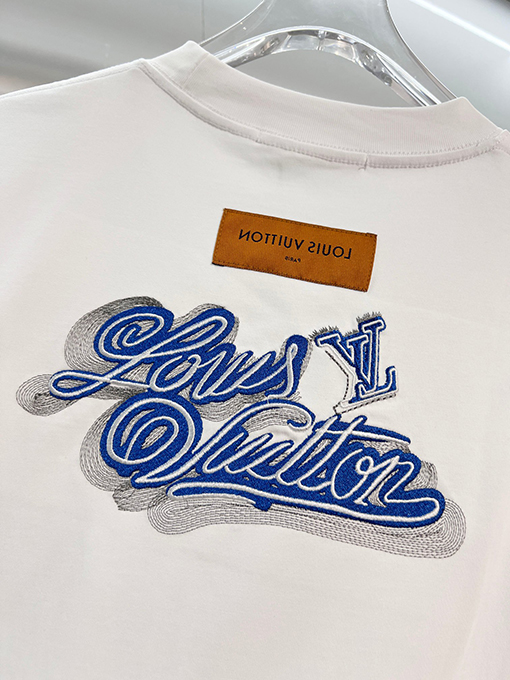 ルイヴィトン LV カラーブロックのウール刺繍入りクルーネック半袖Tシャツ