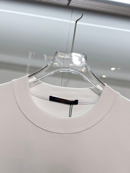 ルイヴィトン LV カラーブロックのウール刺繍入りクルーネック半袖Tシャツ