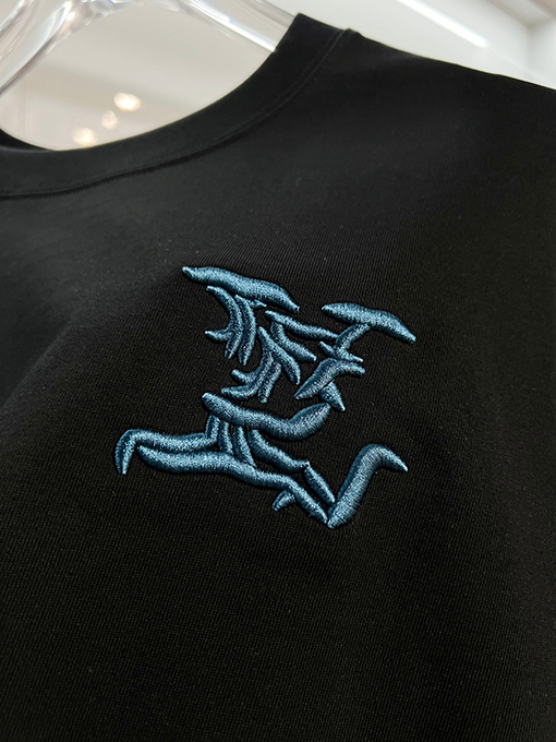 ルイヴィトン LV カラフルな雲の刺繍と背面に文字ロゴがあしらわれた半袖Tシャツ