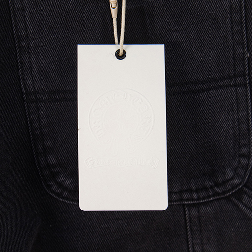 クロムハーツ 星空のブルーレザー製ロギングクロスパッチワークワークウェアウォッシュドジーンズ