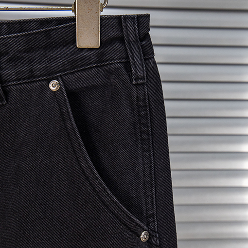 クロムハーツ 星空のブルーレザー製ロギングクロスパッチワークワークウェアウォッシュドジーンズ