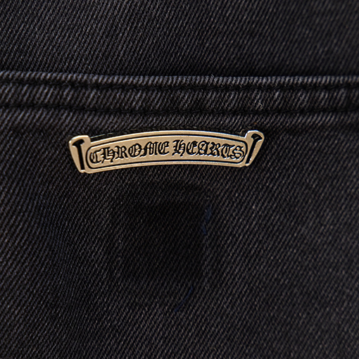 クロムハーツブランドコピー ウォッシュを施した新しいブラックレザーのロガーヘッドクロスパッチワークワークジーンズ