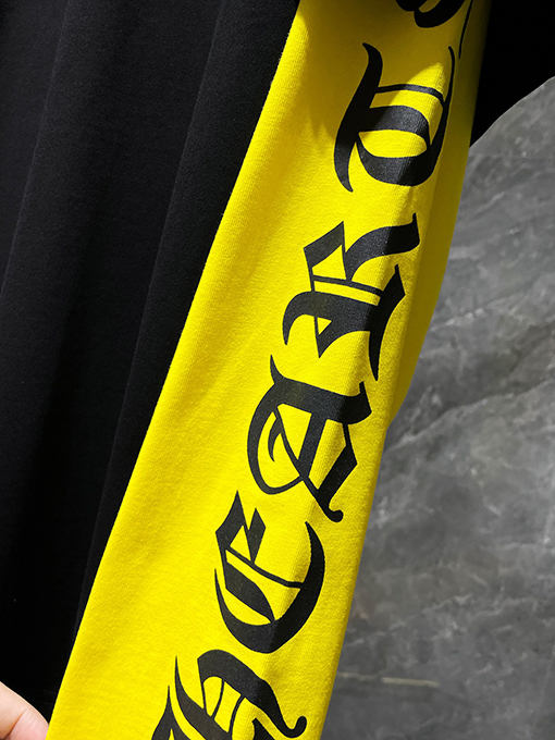 クロムハーツ カラフルなパッチワークレザーのクロスプリントフェイクツーピース長袖シャツ