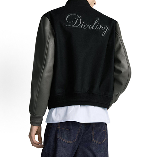 ディオール パッチワークの本革ベースボールジャケット