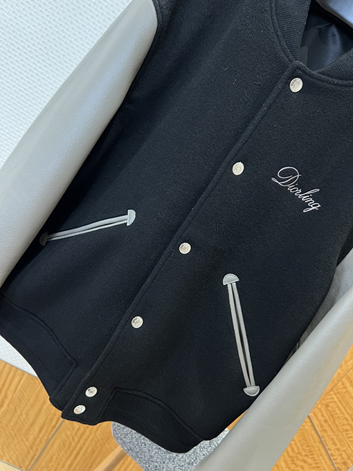 ディオール パッチワークの本革ベースボールジャケット