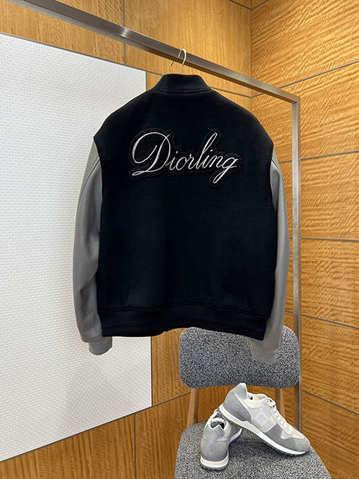 ディオール パッチワークの本革ベースボールジャケット