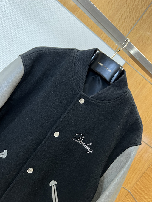 ディオール パッチワークの本革ベースボールジャケット