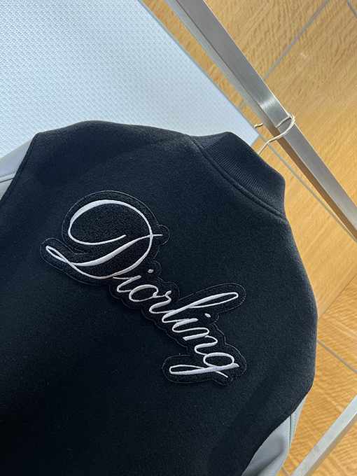 ディオール パッチワークの本革ベースボールジャケット