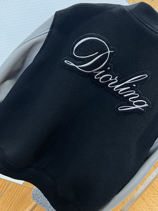 ディオール パッチワークの本革ベースボールジャケット