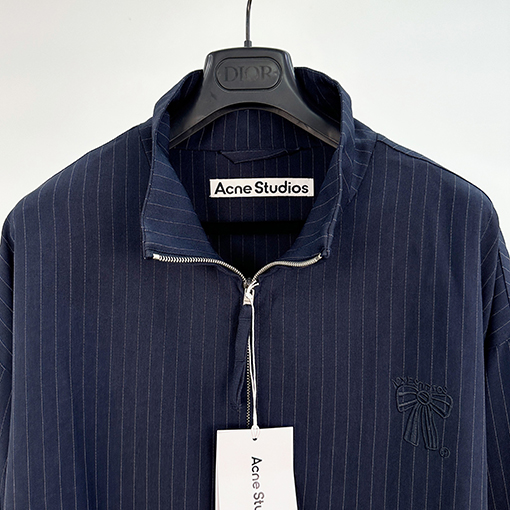 アクネストゥディオズスーパーコピー ストライプ柄のリボン刺繍入りジャケット