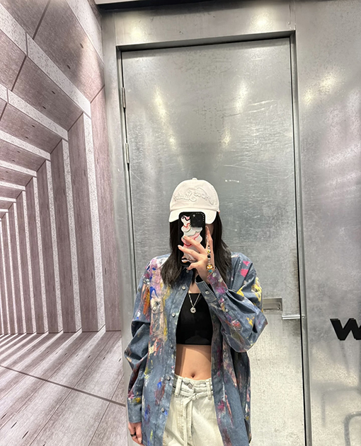 アクネストゥディオズ スプラッターペイント柄デニム長袖シャツ